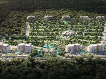 Departamento con terraza, espacios amplios, cuarto de servicio, Playa del Carmen