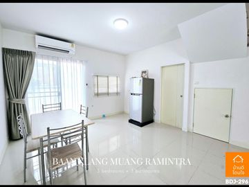 Luxurious 3-story townhome, Baan Klang Muang Ramintra (20.6 sq m.), 3 bedrooms, 3 bathrooms, in front of the clubhouse.
