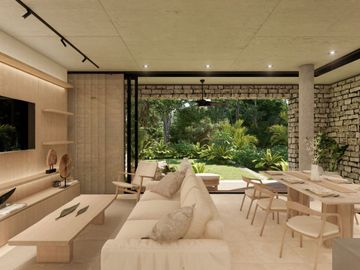 Departamento con jardín en venta en Playacar, alberca, Zona grill venta, Playa del Carmen