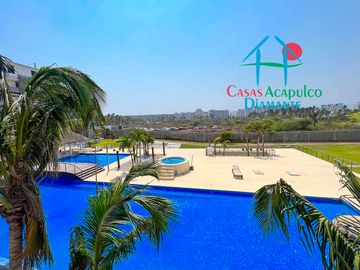 Depa en renta mensual y vacacional. Con club de playa. Vista a las albercas