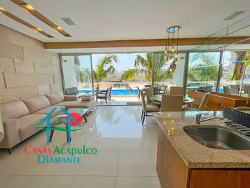 Depa en renta mensual y vacacional. Con club de playa. Vista a las albercas