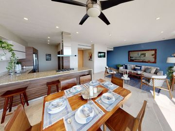 Departamento con vista al mar, alberca infinity y area de asador, spa y gimnasio, venta en Cabo San Lucas.