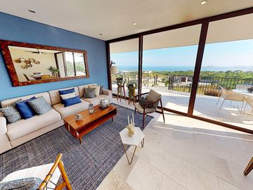 Departamento con vista al mar, alberca infinity y area de asador, spa y gimnasio, venta en Cabo San Lucas.