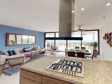 Departamento con vista al mar, alberca infinity y area de asador, spa y gimnasio, venta en Cabo San Lucas.