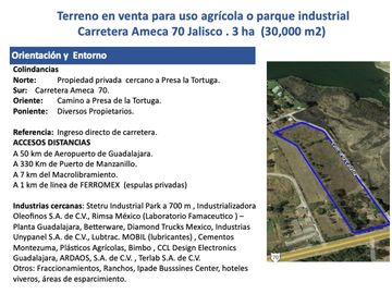 Venta de Excelente terreno sobre carretera 16 km de ZMG a desviación Ameca  Agrícola industrial sobre autopista
