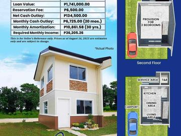 ONLY 6.7K MONTHLY DP AFFORDABLE 2-BEDROOM w/CARPORT 2-STOREY JASMINE SINGLE ATTACHED HOUSE & LOT PINUGAY, BARAS, RIZAL