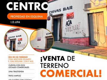 VENTA DE PREDIO EN EQUINA EN ZONA CENTRO DE SAN LUIS POTOSI