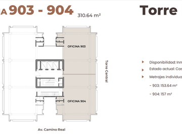 Oficinas en casco en La Torre Camino Real, San Isidro - 310.64 m²