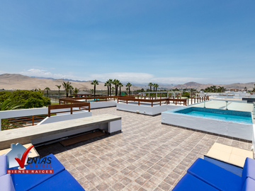 HERMOSA CASA DE PLAYA VISTA A PARQUE CON TERRAZA, PARRILLA Y PISCINA. EN 7MA FILA, MODERNA DE 2 PLANTAS VISTA A LA ÁREA DE JUEGOS Y PISCINA
