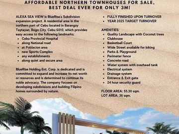 PRESELLING 3- bedrooms single attached house and lot for sale in Alexa Sea View Bogo Cebu