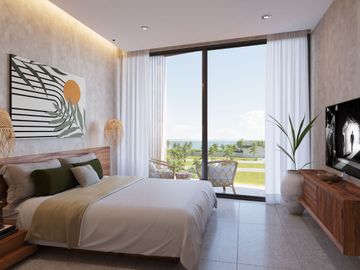 Departamento con vista al mar, club de playa, en venta Chicxulub Puerto, Merida