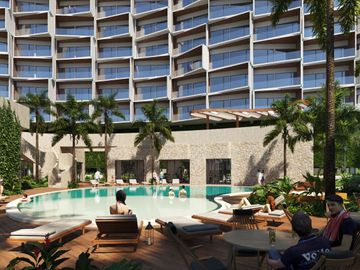 Departamento con vista al mar, club de playa, en venta Chicxulub Puerto, Merida