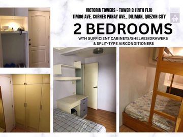 FOR SALE FURNISHED 2 BEDROOMS CONDO UNIT IN VICTORIA TOWERS, DILIMAN, QUEZON CITY