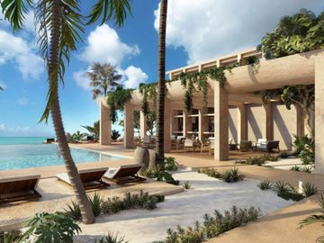 Departamento frente al mar con balcón, Kids pool, ludoteca, en Telchac, venta, Merida.