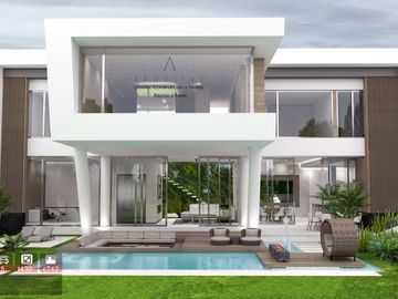 Residencia moderna con vista a Bosque