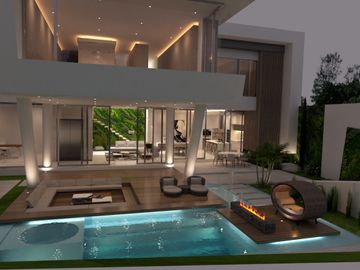 Residencia moderna con vista a Bosque