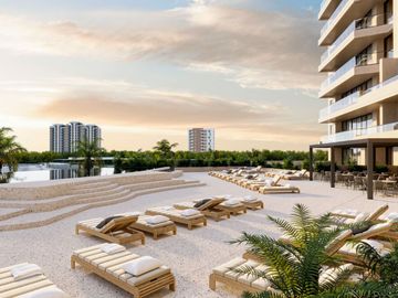 Lujoso departamento con vista al océano , muelle, golf, marina disponible en Puerto Cancún.