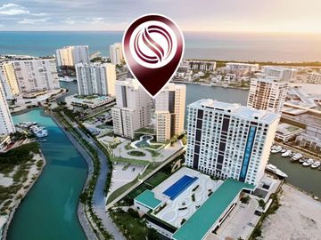 Lujoso departamento con vista al océano , muelle, golf, marina disponible en Puerto Cancún.