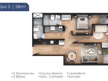 PROYECTO EN SAN MIGUEL - DEPAS 58m2 DE ESTRENO