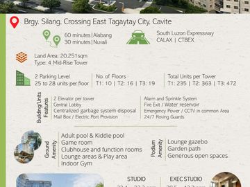 Condo for Sale in Serin East in Tagaytay,Studio, 1-Bedroom,2-Bedroom Units