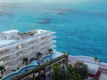 Departamento con vista al mar, alberca común, pre-construcción, Malecón, Cozumel