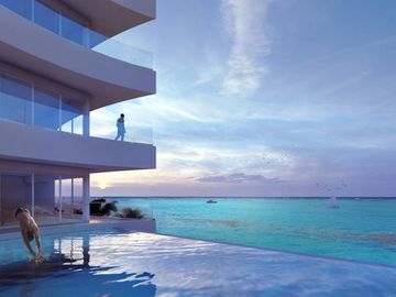 Departamento con vista al mar, alberca común, pre-construcción, Malecón, Cozumel