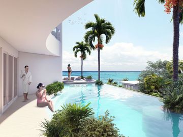 Departamento con vista al mar, alberca común, pre-construcción, Malecón, Cozumel