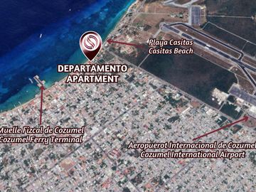 Departamento con vista al mar, alberca común, pre-construcción, Malecón, Cozumel