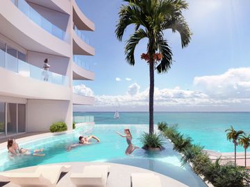 Departamento con vista al mar, alberca común, pre-construcción, Malecón, Cozumel