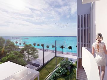 Departamento con vista al mar, alberca común, pre-construcción, Malecón, Cozumel