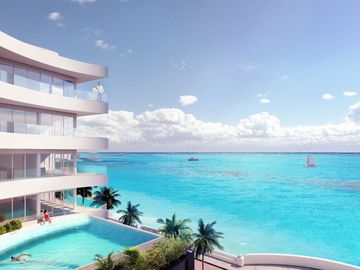 Departamento con vista al mar, alberca común, pre-construcción, Malecón, Cozumel