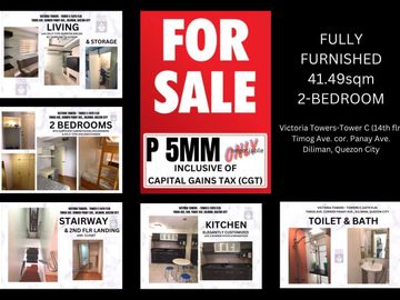 FOR SALE 2-BEDROOM CONDO W/BALCONY IN DILIMAN-VICTORIA TOWERS TIMOG AVE CORNER PANAY AVE
