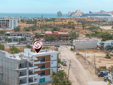 Condo con rooftop y alberca común, pre-construcción, venta, El Tezal, Cabo San Lucas