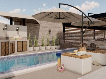Condo con rooftop y alberca común, pre-construcción, venta, El Tezal, Cabo San Lucas