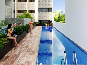 Departamento con alberca, Gimnasio, en pre-construcción,  Centro, venta, Playa del Carmen