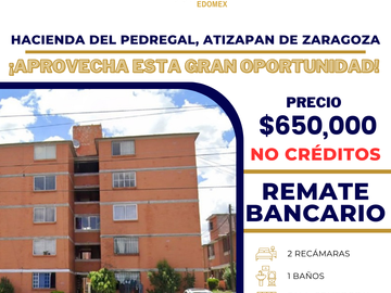 DEPARTAMENTO DE RECUPERACION BANCARIA EN VENTA EN BLVR. IGNACIO ZARAGOZA 8, HACIENDA DEL PEDREGAL, ATIZAPAN DE ZARAGOZA, EDOMEX, C.P. 52910.