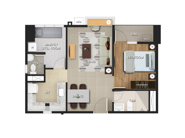 Preselling 1-bedroom unit with balcony, with maid's room (55.50 SQM) in 9 Central Park - First every residential tower in NGC - Northwin Global City, 