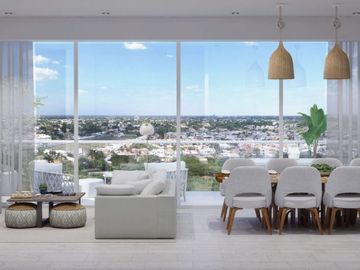 Penthouse con club de playa, alberca, Gimnasio, pista de jogging, area de asadores, Zona Norte, Merida