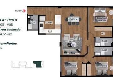 Venta Departamento de 3 Dormitorios en Calle Piura, MIraflores