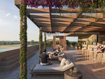 Departamento con alberca privada, simulador de golf, Cine, en venta, Zona Norte, Merida.