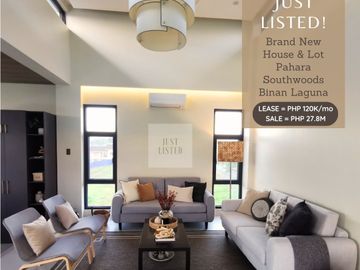 Brand New House & Lot for Sale and for Lease in PAHARA at SOUTHWOODS CITY  Binan City, Laguna