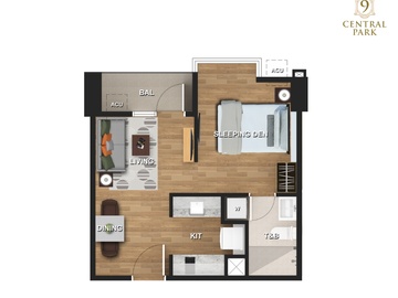 Preselling Studio unit with balcony (36.50 SQM - 15th floor) in 9 Central Park - First every residential tower in NGC - Northwin Global City, Marilao 