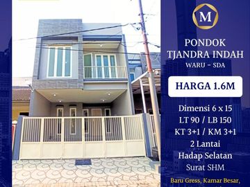 Dijual Rumah Baru Gress Pondok Tjandra Sidoarjo Waru SHM Row Jalan 3 Mobil Kamar Besar