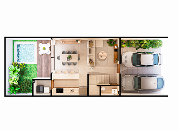 Casa tipo Town House en venta  con alberca privada y terraza