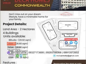 Two and Three Bedroom Condo For Sale Near Dr. Jose N. Rodriguez Memorial Hospital Deca Commonwealth