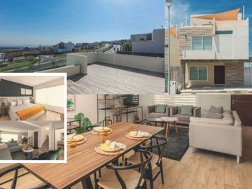 Casa con jardín y rooftop, con ventanales y espacios amplios, pre-construcción, Zibata venta, Queretaro.