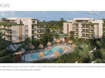 Departamento en Venta de 2 recámaras en Tulum Country Club