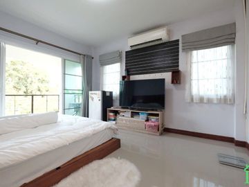 Spacious house for sale on the corner beside the lake in Mooban Ornsirin 3 San Pu Loei, Doi Saket