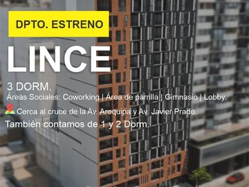DEPARTAMENTO DE ESTRENO EN VENTA EN LINCE, cruce Av. Arequipa/Av. Javier Prado