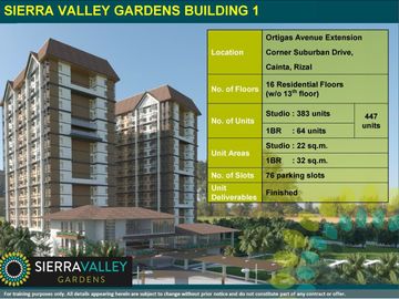 1BEDROOM UNIT AT SIERRA VALLEY GARDEN CAINTA RIZAL NO DP MONTHLY AS LOW AS 16k/MONTHLY